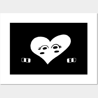 black and white hearts Posters and Art